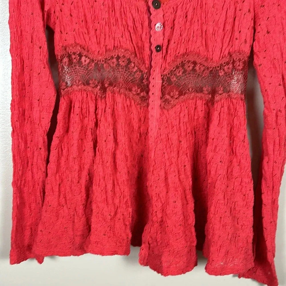 Free People Long Sleeve Lace Boho Top - Picture 7 of 9